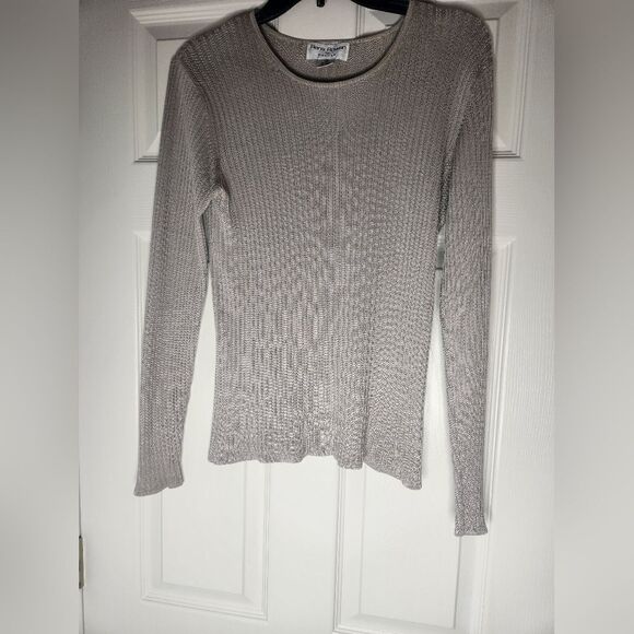 Rena Rowan for Seville S 100% SILK Fossil Longsleeves Ribbed Women’s Sweater - Picture 1 of 5